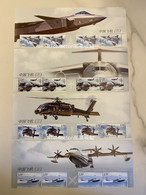 China 2021 Strip Chinese Aircrafts Airplanes Aviations Air Planes Transport Military Helicopters Stamps MNH 2021-6 - Neufs