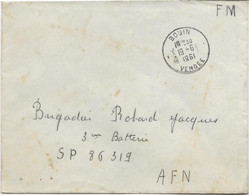 LETTRE FRANCHISE MILITAIRE OBLITEREE CAD BOUIN -VENDEE - 1961 - Storia Postale