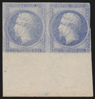 France N°15 Paire, Essai De Couleurs 25c Bleu-ciel, Double-impression, Neuf (*) - 1853-1860 Napoleon III