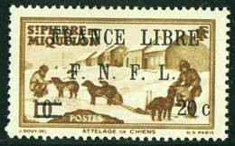 SPM 1941    Surchargé «FRANCE LIBRE / F. N. F. L.»  Nouvele Valeur 20c Sur 10 C.   Yv 274** - Unused Stamps