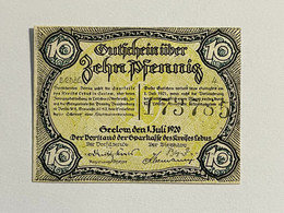 Allemagne Notgeld Geelow 10 Pfennig - Collections