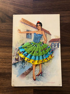 CPA Ancienne Fantaisie Brodée * Espana Danse Dancing * Femme Coiffe Costume * Illustrateur V. Cegarrap - Embroidered