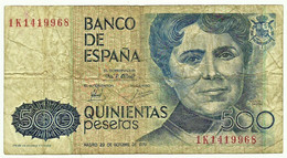 ESPAÑA - 500 Pesetas - 23.10.1979 ( 1983 ) - Pick 157 - Serie 1K - Rosalia De Castro - 500 Pesetas