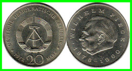 ( GERMANY ) REPUBLICA DEMOCRATICA DE ALEMANIA AÑO 1972 ( RDA ) WILHELM PIECK, PRESIDENT OFGDR MONEDA DE 20-DM - Collections