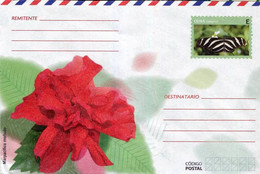 Lote PEP1371, Cuba, Entero Postal, Stationery, Cover, E, Butterfly, Flower - Cartes-maximum