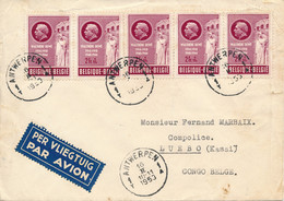 Luchtpost Antwerpen 16 II 1953 Naar Luebo (Kasai) 23-2-53 - Cartas