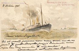 Carte 1 5c - Paquebot De L’état Belge Ligne Ostende Dover – A Bord Du Paquebot Leopold II / Retour Bruxelles (Est) 1904 - Cartoline Piroscafi