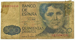 ESPAÑA - 500 Pesetas - 23.10.1979 ( 1983 ) - Pick 157 - Serie 1H - Rosalia De Castro - 500 Peseten