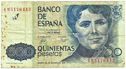 ESPAÑA - 500 Pesetas - 23.10.1979 ( 1983 ) - Pick 157 - Serie 1M - Rosalia De Castro - 500 Pesetas