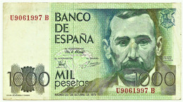 ESPAÑA - 1000 Pesetas - 23.10.1979 ( 1982 ) - Pick 158 - Serie U - Benito Perez Galdos - 1.000 - [ 4] 1975-… : Juan Carlos I