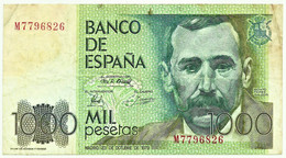 ESPAÑA - 1000 Pesetas - 23.10.1979 ( 1982 ) - Pick 158 - Serie M - Benito Perez Galdos - 1.000 - [ 4] 1975-…: Juan Carlos I.