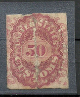 USA Customs Tax 50 C. NB! Damaged (teared To 2 Parts Vertically), Repaired. Please Look At Pictures For Condition! - Revenues
