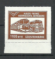 DENMARK Dänemark Railway Packet Stamp Eisenbahn Paketmarke Hads - Ning Herreders Jernbane 1100 Öre MNH - Pacchi Postali