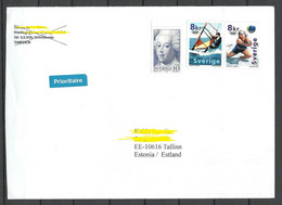 SCHWEDEN Sweden 2022 Air Mail Cover To Estonia Stamps Remained MINT! Sport Olmpic Games Etc. - Cartas & Documentos