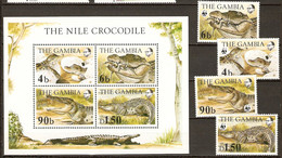 Gambia 1984 MiNr. 517 - 524 (Block 10) WWF Reptilies Nile Crocodile 4v+1bl MNH**  79,00 € - Gambie (1965-...)