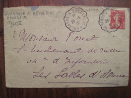 France 1910 Guerande à Escoublac Cover Timbre Seul Semeuse 64e RI Sables D'Olonne La Baule - 1921-1960: Période Moderne