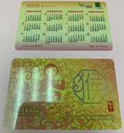 Hong Kong Stamp Calendar Card Office Issued Monkey  2016 - Verzamelingen & Reeksen