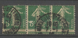 SEMEUSE N° 137w X 3 Piquage à Cheval / Timbre Du Milieu Aminci Papier GC OBL - Used Stamps