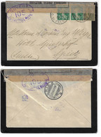 PARIS 10 Q Valmy Faire Part Deuil Dest Spiez Suisse Censure Militaire 105 Ob 1917 Semeuse 5c Vert 15c Lignée Yv 137 130 - Brieven En Documenten