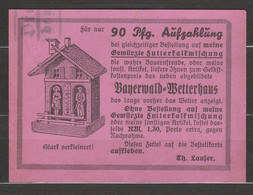 Bayernwald Wetterhaus 90 Pfg Aufzahlung Th Laufer Chemische Fabrik Regensburg 1937 - Non Classés