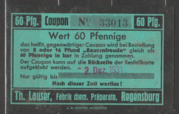 60 Pfennige 1931 Deutsches Reich, Bayern, Regensburg Th Lauser Fabrik Für Chem. Präparate - Sin Clasificación