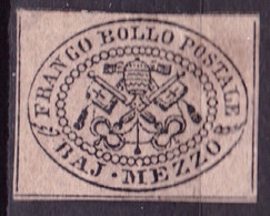 Stato Pontificio Papal State 1852: BAJ.MEZZO Michel-No. 1e (grigio-viola) * Gomma Parziale MH (cat. Michel 30.00 Euro) - Papal States