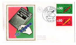 1972-- FDC Soie --Code Postal ( 2 Valeurs ) --cachet  PARIS -75...............à Saisir - 1970-1979