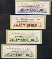 4 ATMs, Pack Brother, Carré De L'imprimerie De Boulazac, émis Au Tarif  2021. CC 1.06/ DD 1.08/ AA 1.28/ IP 1.50€. - 2010-... Illustrated Franking Labels