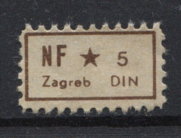 Yugoslavia 1948, Stamp For Membership NF Zagreb, Administrative Stamp, Revenue, Tax Stamp 5d Brown - Oficiales