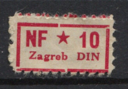 Yugoslavia 1950, Stamp For Membership NF Zagreb, Administrative Stamp, Revenue, Tax Stamp 10d, Red - Servizio