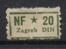 Yugoslavia 1950, Stamp For Membership NF Zagreb, Administrative Stamp, Revenue, Tax Stamp 20d, Green - Service