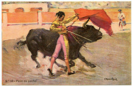 Corrida.Passe De Pecho.La Passe De Poitrine.la Corne Du Toro Autour De La Poitrine Du Matador. - Corrida