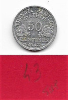 50 Centimes  " Bazor " 1943 SUP/SPL - 50 Centimes