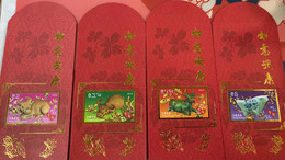 Hong Kong Post Issued Lucky Bag For Chinese New Year Ox X 4 Kinds - Ganzsachen