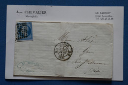 AQ14 FRANCE  BELLE LETTRE  1861 PARIS POUR PONT  STE MAXENCE  OISE  + NAPOLEON   N°14 BLEU  +VOISIN+AFFRANCH.PLAISANT - 1853-1860 Napoleon III