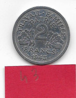 2 Francs  " Bazor"  1943  TTB+ - 2 Francs