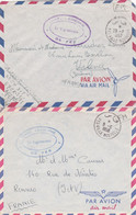 1956 2 Lettres FM Maroc Griffe "BASE AERIENNE De FES" En VIOLET Et En BLEU - Obl FES-VILLE NOUVELLE / Aviation Militaire - Military Airmail