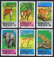 Upper Volta 1979 CTO 6v, Wild Animals, Elephant Antelope Carakal Leopard - Gebruikt