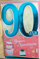 Carte D'anniversaire, 90 Ans, Sous Blister Et Avec Son Enveloppe - Other & Unclassified