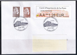 ATM, Du Pack Brother, Carré De L'imprimerie De Boulazac, Tarif  2021. Pli  AA 1.28 + MARIANNE 0.05€ + 0.10€. 28/01/2022. - 2010-... Illustrated Franking Labels