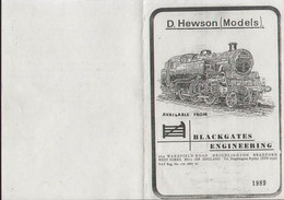 Catalogue HEWSON D. Models 1989 Locomotive Fittings And Castings 5" Gauge - Anglais