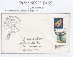 Ross Dependency 1990 Cover Scott Base Ca France Erebus Expedition Signature Ca 10 JA 1991 (SC144B) - Lettres & Documents