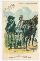 CPA - Armée Italienne - Bersaglier - Chevau-léger / Publicité Chocolat Louit - Uniformen