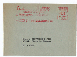 PUBLICITE. WASSELONNE (67)  BIERE. BRASSERIE AMOS . DEVANT D'ENVELOPPE. EMA. 1967. - Alcools