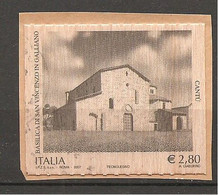 ITALIA - 2007 Basilica Di S.Vincenzo In Galliano A Cantù - Francobollo Su Lamina Di Legno Non Dentellato Adesivo Usato - 2001-10: Afgestempeld