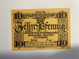 Allemagne Notgeld Sommerfeld 10 Pfennig - Verzamelingen