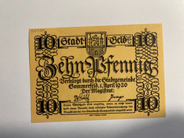 Allemagne Notgeld Sommerfeld 10 Pfennig - Collections