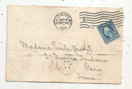 Lettre, 1914 , BALTIMORE , 5 Cents , PARIS R.P. - Cartas & Documentos