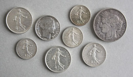 8 Monnaies Françaises En ARGENT (dont 2 Avant 1900) - Mezclas - Monedas