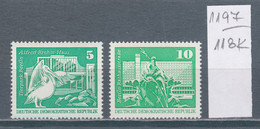 118K1197 / Germany DDR 1973 Michel Nr. 1868-1869 MNH (**)  Pelican, Alfred Brehm House , Neptune Fountain Deutschland - Pélicans